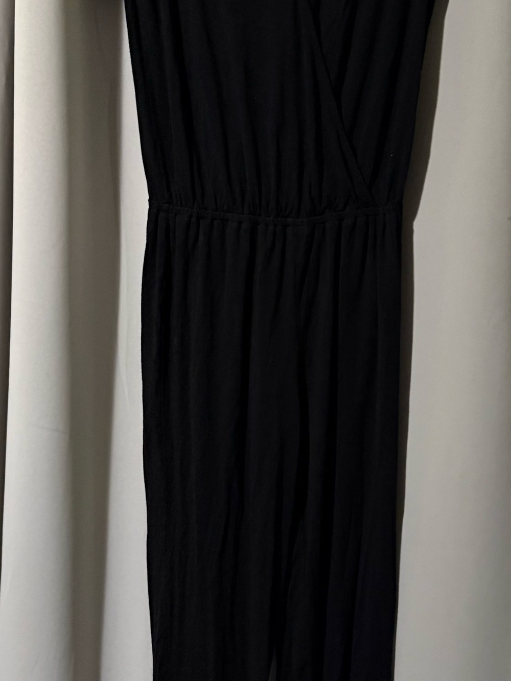 Forever 21 Black Short Sleeved Wrap-Style Jumpsuit